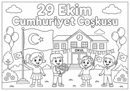 29 Ekim Cumhuriyet Bayramı Boyama Sayfası 7
