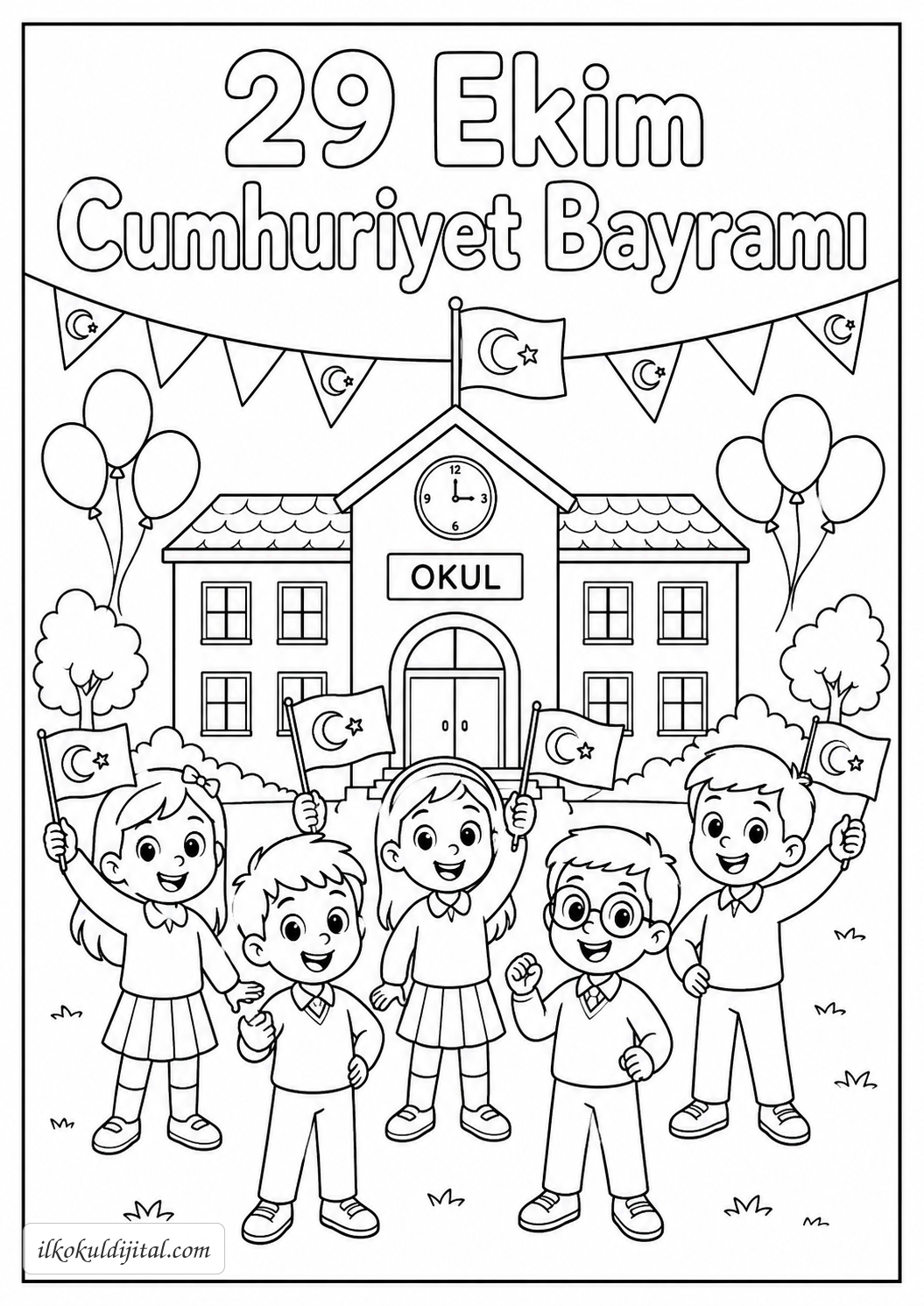 29 Ekim Cumhuriyet Bayramı Boyama Sayfası 2