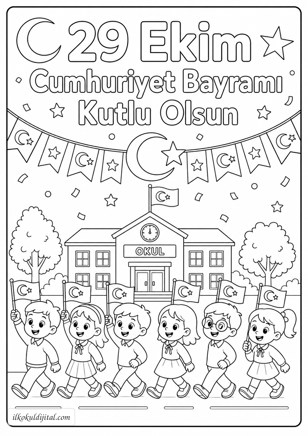 29 Ekim Cumhuriyet Bayramı Boyama Sayfası 3