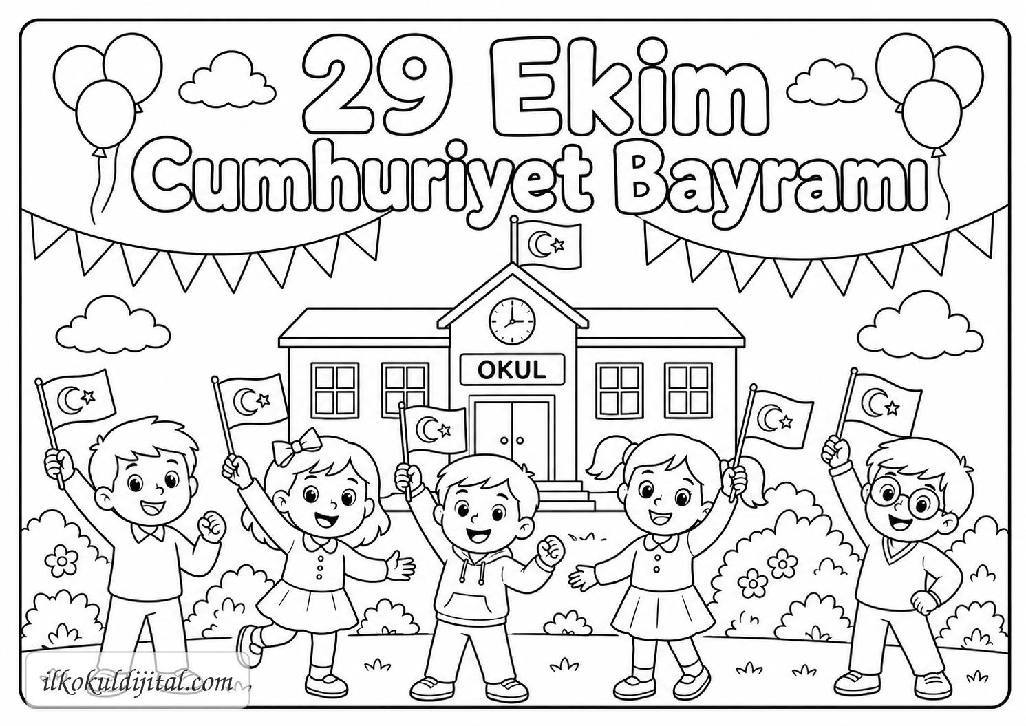 29 Ekim Cumhuriyet Bayramı Boyama Sayfası 5