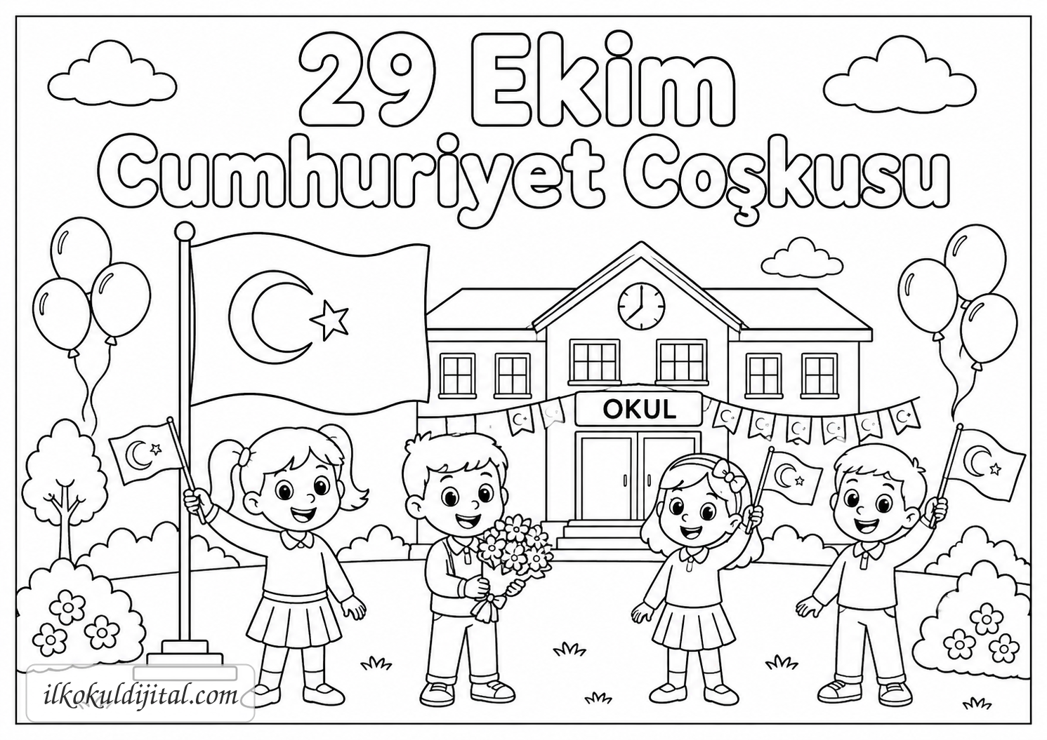 29 Ekim Cumhuriyet Bayramı Boyama Sayfası 7