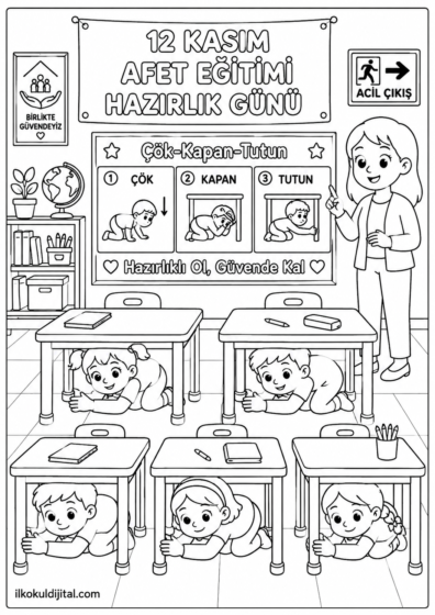 Afet Eğitimi Hazırlık Günü Boyama Sayfası 2