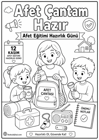 Afet Eğitimi Hazırlık Günü Boyama Sayfası 3