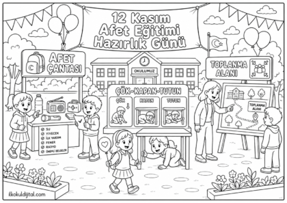 Afet Eğitimi Hazırlık Günü Boyama Sayfası 6