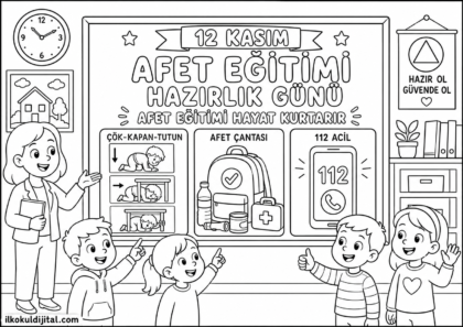 Afet Eğitimi Hazırlık Günü Boyama Sayfası 7