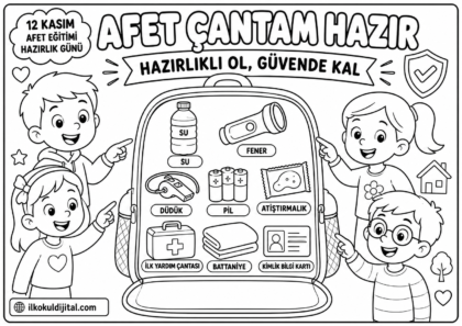 Afet Eğitimi Hazırlık Günü Boyama Sayfası 8