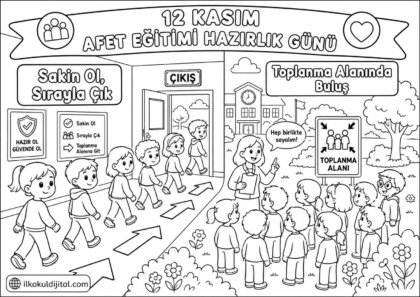 Afet Eğitimi Hazırlık Günü Boyama Sayfası 9