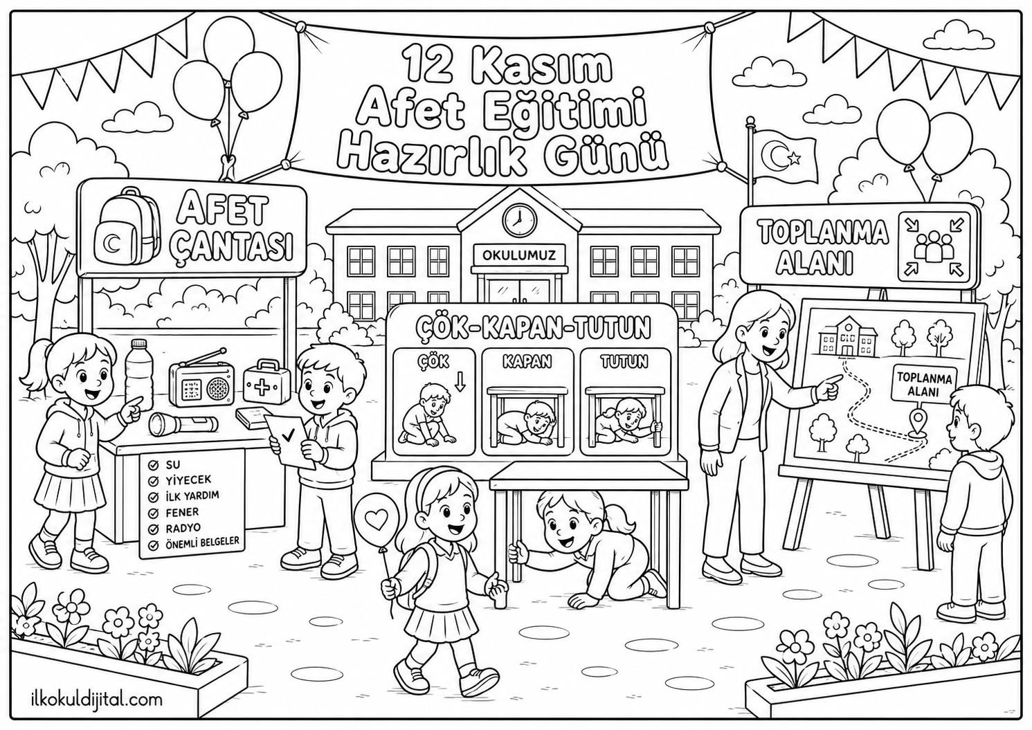 Afet Eğitimi Hazırlık Günü Boyama Sayfası 6