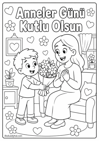 Anneler Günü Boyama Sayfası 1