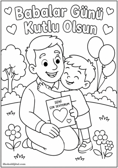 Babalar Günü Boyama Sayfası 1