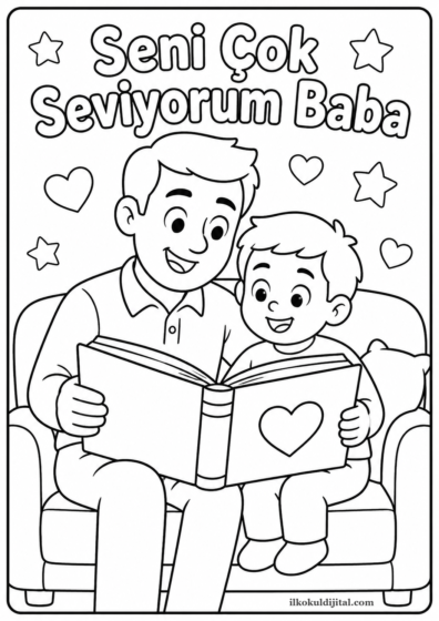 Babalar Günü Boyama Sayfası 3