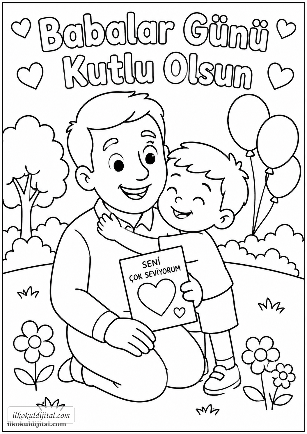 Babalar Günü Boyama Sayfası 1