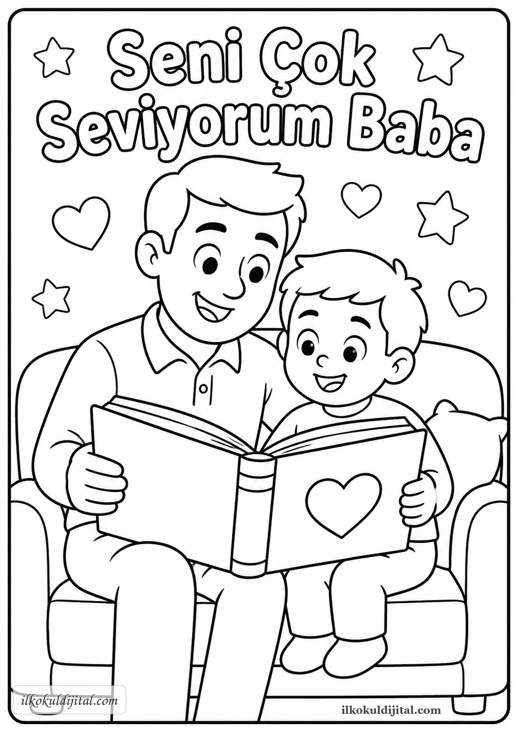 Babalar Günü Boyama Sayfası 3