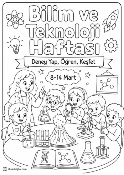 Bilim ve Teknoloji Haftası Boyama Sayfası 1