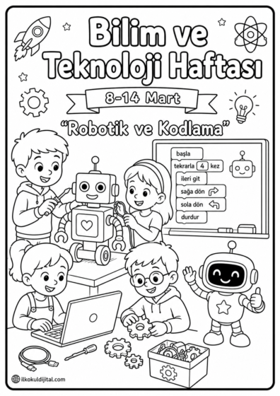 Bilim ve Teknoloji Haftası Boyama Sayfası 2
