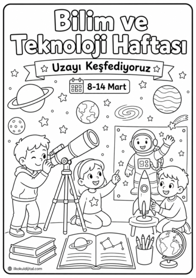 Bilim ve Teknoloji Haftası Boyama Sayfası 3