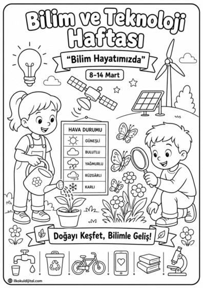 Bilim ve Teknoloji Haftası Boyama Sayfası 5