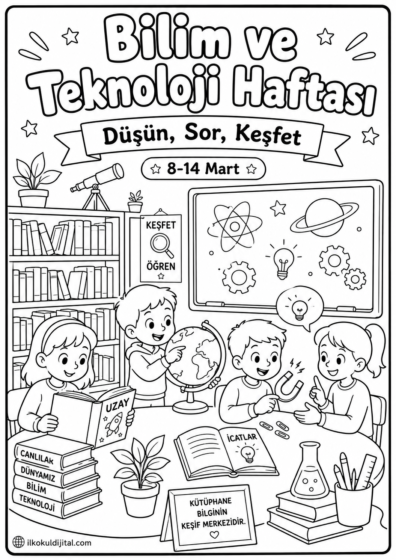 Bilim ve Teknoloji Haftası Boyama Sayfası 6