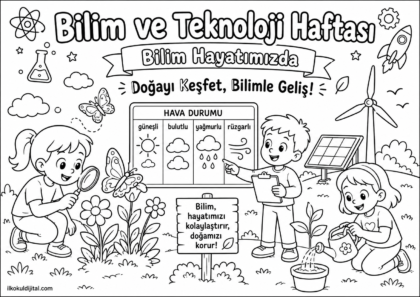 Bilim ve Teknoloji Haftası Boyama Sayfası 11