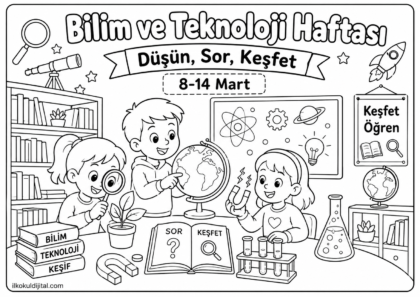 Bilim ve Teknoloji Haftası Boyama Sayfası 12