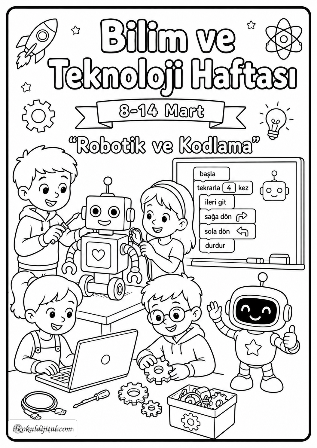 Bilim ve Teknoloji Haftası Boyama Sayfası 2
