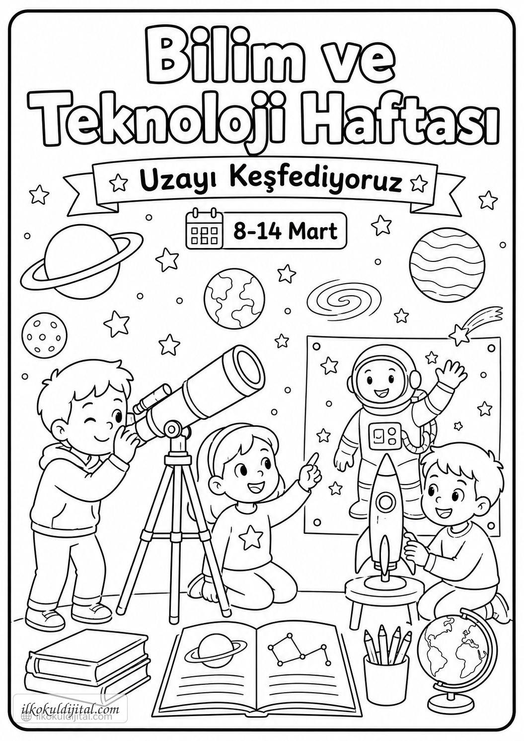 Bilim ve Teknoloji Haftası Boyama Sayfası 3
