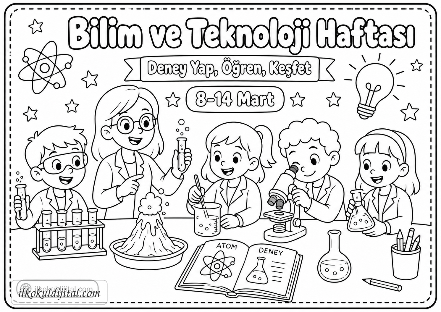 Bilim ve Teknoloji Haftası Boyama Sayfası 7