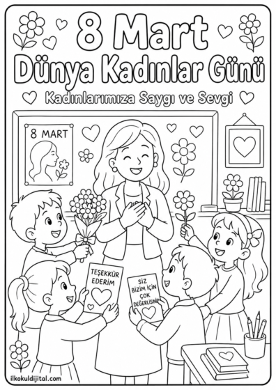 Dünya Kadınlar Günü Boyama Sayfası 1