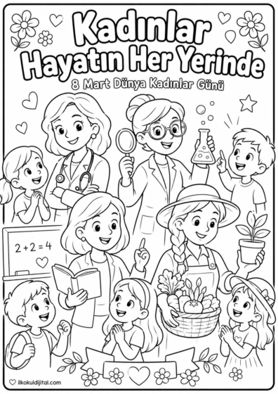Dünya Kadınlar Günü Boyama Sayfası 2