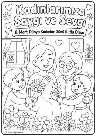 Dünya Kadınlar Günü Boyama Sayfası 3