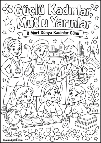 Dünya Kadınlar Günü Boyama Sayfası 4