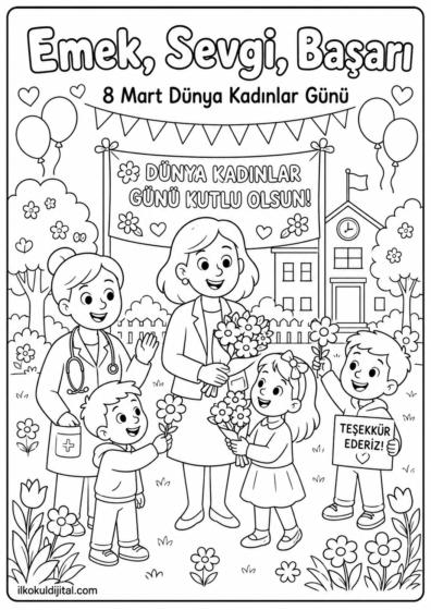 Dünya Kadınlar Günü Boyama Sayfası 6