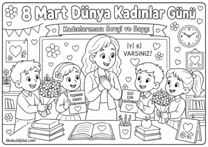 Dünya Kadınlar Günü Boyama Sayfası 7