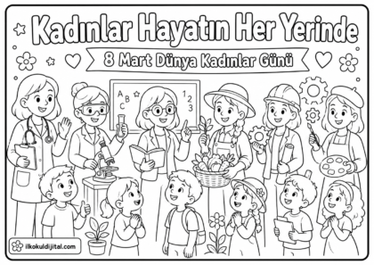 Dünya Kadınlar Günü Boyama Sayfası 8