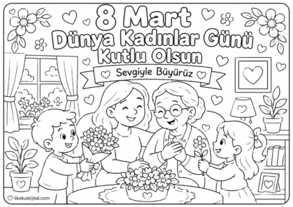 Dünya Kadınlar Günü Boyama Sayfası 9