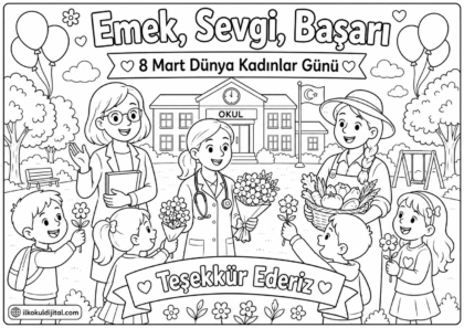 Dünya Kadınlar Günü Boyama Sayfası 12