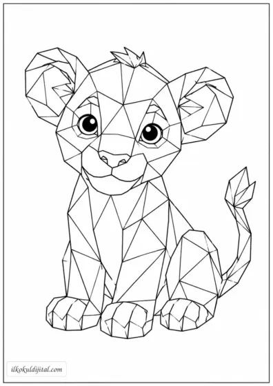 Geometrik Aslan Boyama Sayfası