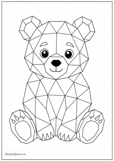 Geometrik Ayı Boyama Sayfası