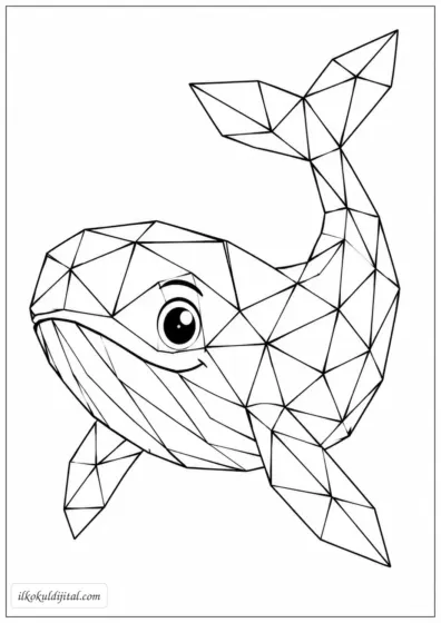 Geometrik Balina Boyama Sayfası