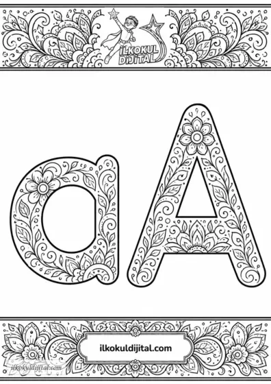 A Harfi Mandala Boyama Sayfası