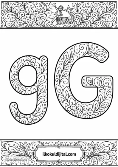 G Harfi Mandala Boyama Sayfası