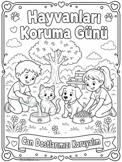 Hayvanları Koruma Günü Boyama Sayfası 1