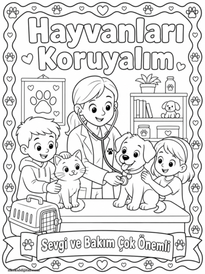 Hayvanları Koruma Günü Boyama Sayfası 3