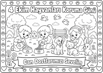 Hayvanları Koruma Günü Boyama Sayfası 7