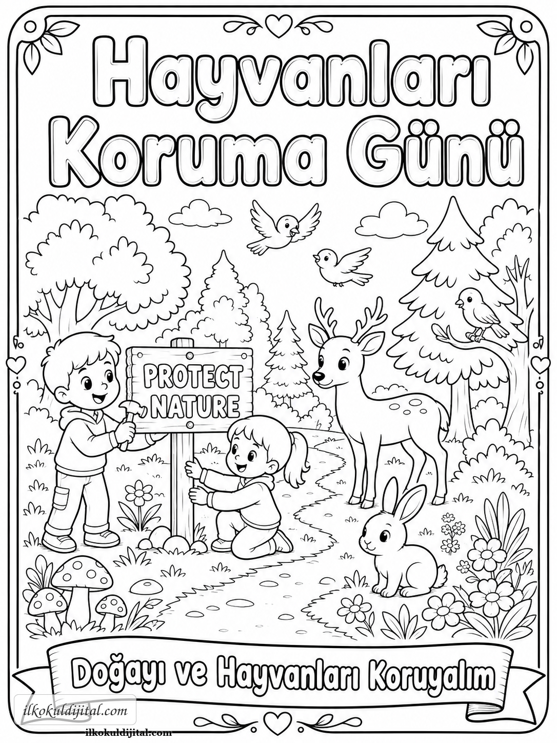 Hayvanları Koruma Günü Boyama Sayfası 5