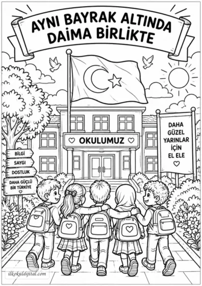 İlk Dersimiz Kardeşlik Boyama Sayfası 1