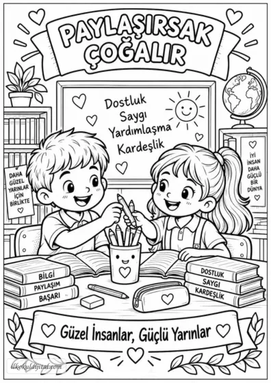 İlk Dersimiz Kardeşlik Boyama Sayfası 2