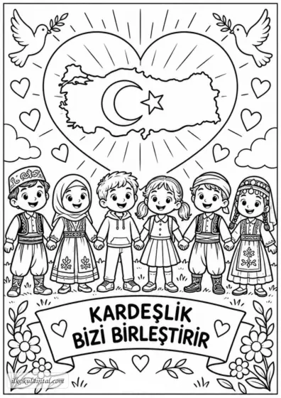 İlk Dersimiz Kardeşlik Boyama Sayfası 3