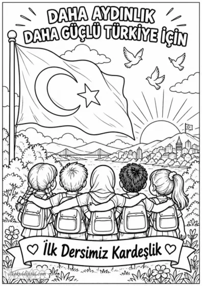İlk Dersimiz Kardeşlik Boyama Sayfası 4