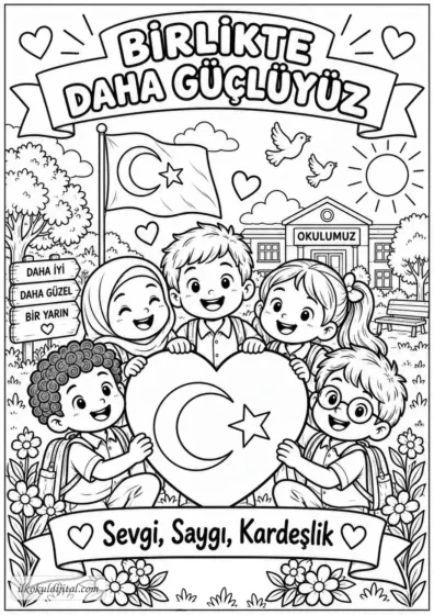 İlk Dersimiz Kardeşlik Boyama Sayfası 5